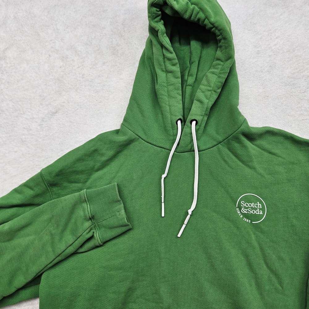 Scotch & Soda Mens Green Graphic Logo Flight K22 Hoodie Sweatshirt Size M